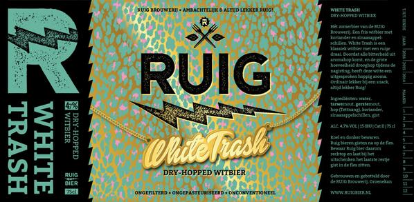 Daar is hij dan! Het label van het nieuwe bier van #RUIG. Een gedrooghopped witbier met de naam White Trash.