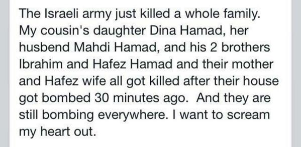 hklrst22's tweet photo. “@Pishaman: Entire family wiped out in #Gaza
@BBCNews nor @jonsnowC4  will  report this so please RT @georgegalloway http://t.co/SdO8YrMXEv”