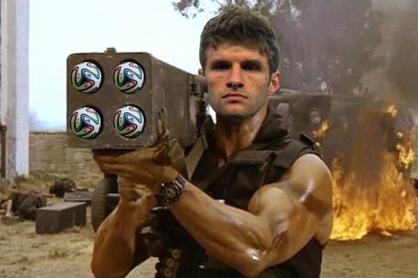 tabcomau's tweet image. Mueller fires one in! #BRAGER
#GER 1
#BRA 0