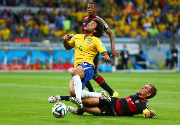 BBCSport's tweet photo. HT: #BRA 0-5 #GER. Five goals in the opening 30 minutes stun #WorldCup hosts Brazil. #BRAGER http://t.co/YJWRgQFTIu http://t.co/Kp1214RDOR