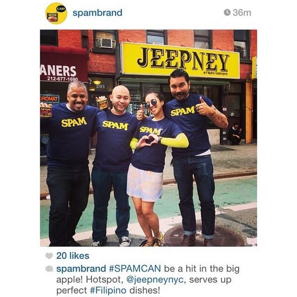 JeepneyNYC's tweet photo. Holla @spambrand for showing support #freshfromthecan http://t.co/hQ7q9yCxGC http://t.co/hlPUKus45L