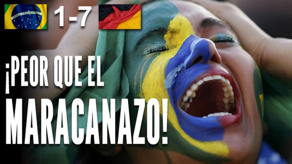 ExpDeportes's tweet photo. Alemania está en la final y Brasil... hundido  http://t.co/ZCTLjYTJDv #BRAvsGER http://t.co/p4HlcO5AMl