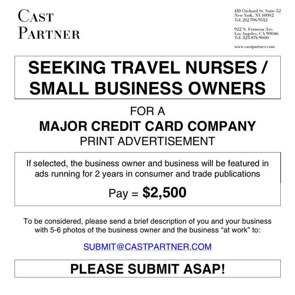 castpartnerLA's tweet photo. Now casting Travel Nurses! submit@castpartner.com ASAP @travelnursejob @travelnursing @TravelNursingHQ @NationwideRN http://t.co/PQW05XIdUM