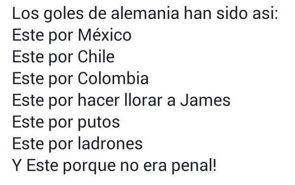 anaschwarz's tweet photo. Los goles de #Alemania contra #Brasil llevaron dedicatoria #MundialBrasil2014 http://t.co/fKcouqMi1M