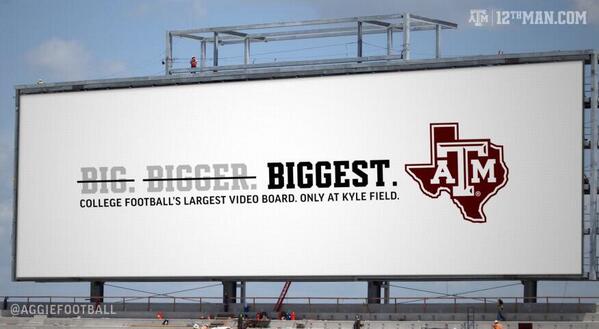 aggiefblife's tweet photo. Top tier stadiums need top tier videoboards. #12thMan #AggieFBLife http://t.co/ShugXTdNH7