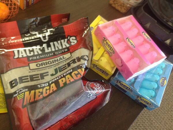 adamferrara's tweet image. Maybe breakfast made us sick ; .D
Can't resist #jerky &amp;amp; #peeeps
#topgear