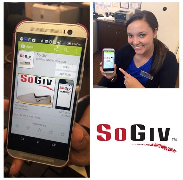SoGiv's tweet image. #SoGiv launched their first app today for the Android market. #DownloadTheAppToday #iPhoneComingSoon #MoreThanAShoe