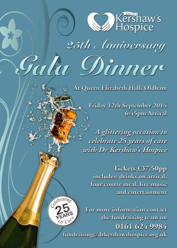 Past event Doctor Kershaw’s Hospice 25th Anniversary Gala Dinner