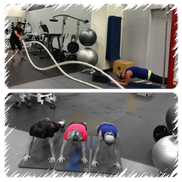 Heather_csp's tweet photo. Gm challenge tonight w @angelagrisar &amp; @82sec.  Planks, ropes medicine balls #girlpower @RalphRajs @Bamador1009 http://t.co/T7hURaCWva