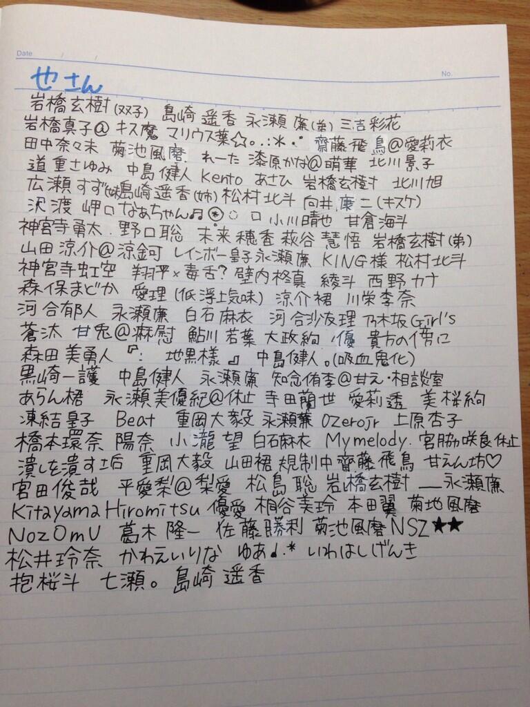 西野七瀬 乃愛 Ar Twitter フォロワーさんの名前書いた 同じ名前の人もいるけど気にしないで 笑 全員いるはず ちゃちゃって書いたから 字汚い 見にくいけど頑張って見つけてみてね これからもよろしくお願いします Http T Co Yckftethdh
