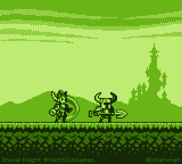 johanvinet's tweet photo. Shovel Knight on the Nintendo GameBoy? #quickmockup #pixelart #shovelknight #shieldknight http://t.co/XcL8ItIRAY