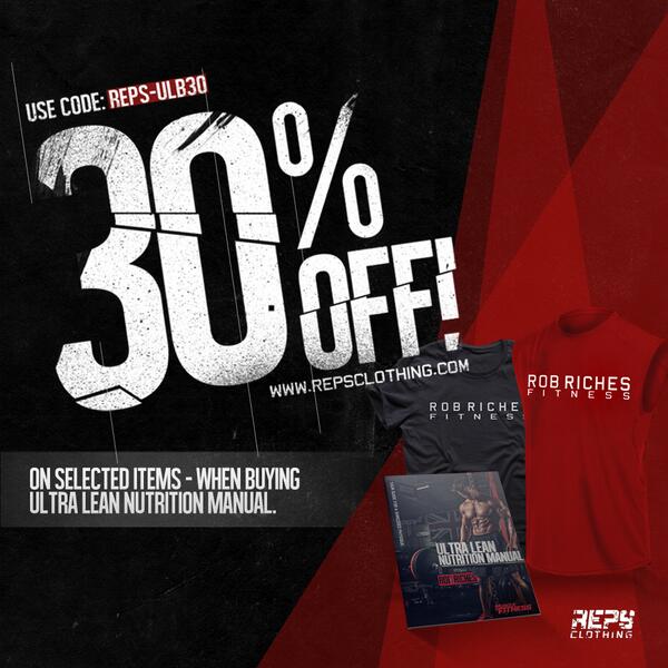 RepsClothing's tweet photo. Get 30% off select Reps Gear when you buy @RobRiches new EBook - #UltraLeanBook http://t.co/p9ps1kZgq2 http://t.co/GLdvvbdsN3