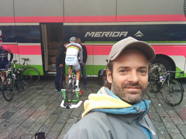 Warming up by <a href="/RuiCostaCyclist/">Rui Costa</a> @ Grote Markt in Ypres, Belgium, Tour de France #TDF2014