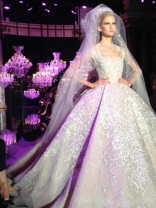 No room for the groom on the aisle with this giant #Elie Saab wedding dress at #couture