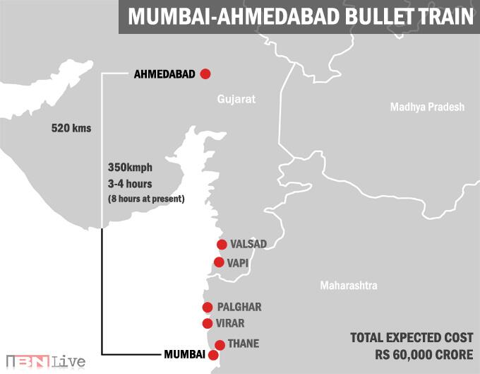 Mumbai To Ahmedabad Map News18 On Twitter: "Map: Mumbai-Ahmedabad Bullet Train Route  Http://T.co/040Xvkyks4 Http://T.co/07Eoeks5Vn" / Twitter