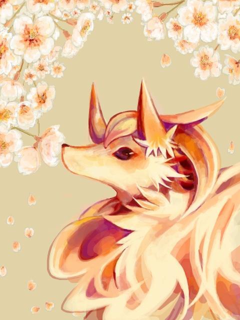 DestinyNinetail's tweet image. *Destiny walked blooming trees, she stopped at a tree and sniffed a flower on it* #OpenRP