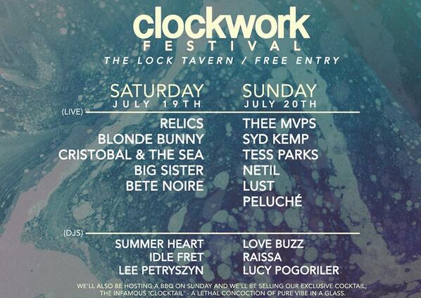 Not long now til Clockwork festival at <a href="/thelocktavern/">Lock Tavern</a>! 19th/20th July, free entry!