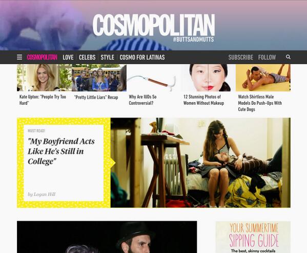 FastCoDesign's tweet photo. http://t.co/kKPLM7agjM (@Cosmopolitan) gives itself a makeover: http://t.co/Frle9qWsXk #CosmoRelaunch http://t.co/Yja5VEEhw9