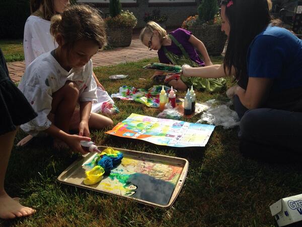 Early morning tie dye today at our Wearable Art Summer camp for K-5th graders! #avlsummercamps