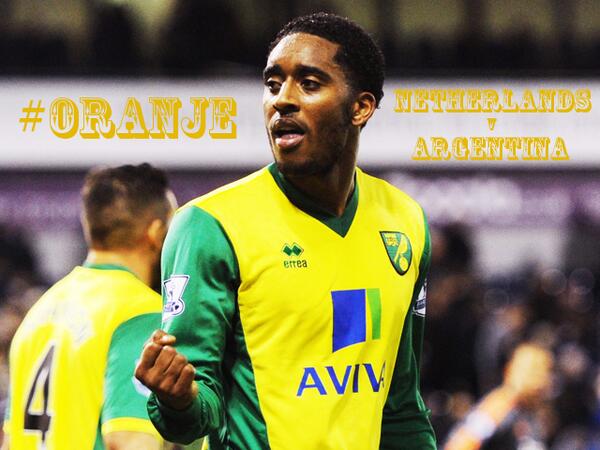 NorwichCityFC's tweet photo. From Yellow to #Oranje. Retweet to back our boy in Brazil! #WorldCup @LeroyFer10 http://t.co/j9xbxidI31