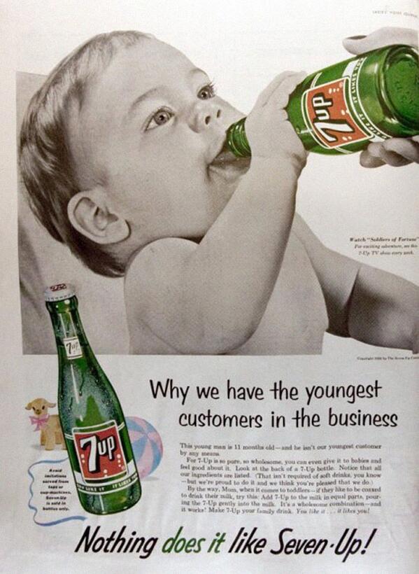 HistoryInPics's tweet photo. Vintage Seven-Up Ad http://t.co/UGwCHfp4at