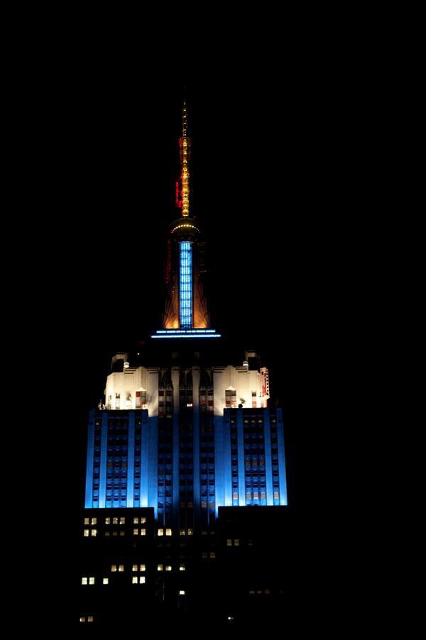 #ARG Hasta el edificio #EmpireState se tiñe de celeste y blanco tras el paso de la Selección a la final. Foto: