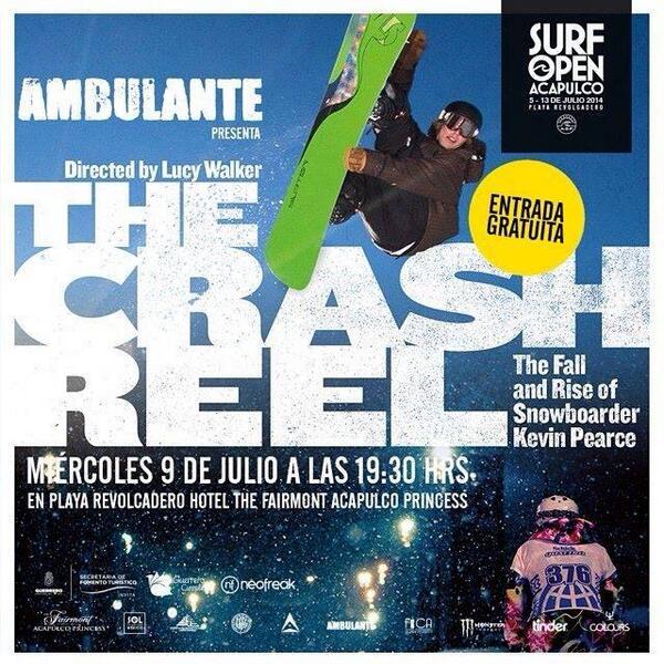 Hoy a las 19:30 horas en #Acapulco, "The Crash Reel", presentado por <a href="/Ambulante/">AMBULANTE</a>.

¡Vive el <a href="/SurfOpenAca/">Surf Open Acapulco</a>!