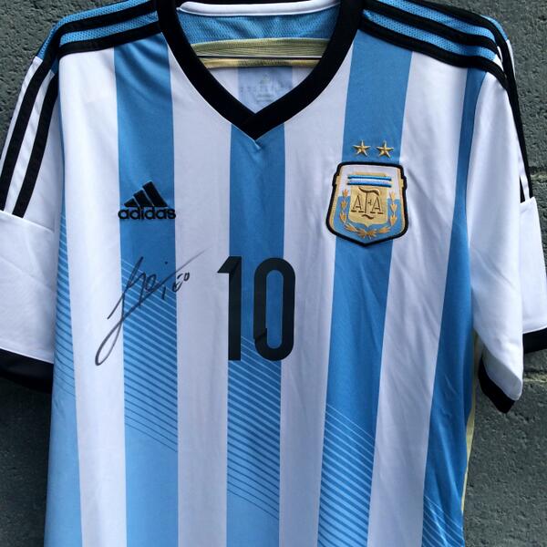 Win a signed #Messi Jersey! If Messi scores for #ARG we'll give away his signed jersey. Follow & RT to enter! #allin