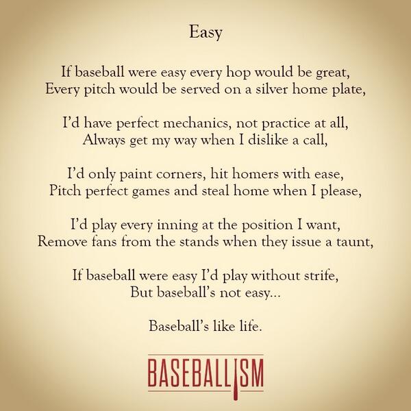 MLBMeme's tweet image. BASEBALL: it ain't easy

from @Baseballism