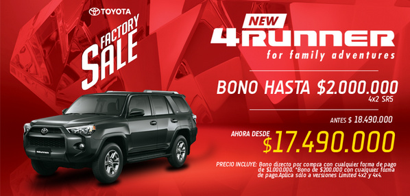 Maritanoebenspe's tweet photo. ¡New 4Runner potencia a toda Prueba incluso a un bono de $2.000.000! más info: http://t.co/CAIejnEdzl http://t.co/Bd5zrSM9yR