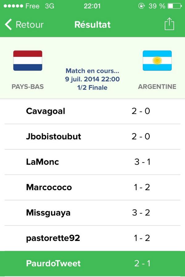 PaurdoTweet's tweet photo. @marcotweetos le match pour la 1ère place #scorecast #GoNetherlands http://t.co/U9xbMyAAXT