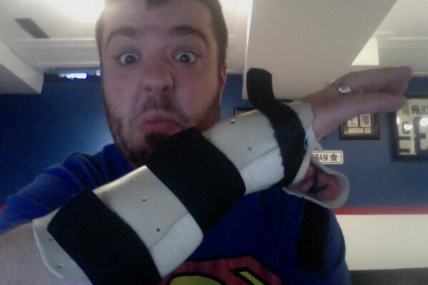 SWReport's tweet image. Cowboy Bob Tally...

The black "Z" are the ridiculous amount of stitches from surgery.