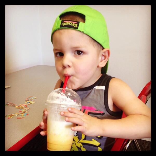 Maximus stole my drink! I guess he got his mommy's good taste 😊😁 @sheetz #orangedreamsicle #smoothie #yum #summer