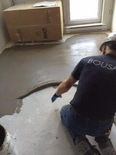 WendyHutter's tweet photo. CGC Durock Fast Finish Floor Patch being applied at a condo, in Montreal #USGBuildit  #CGCBuildit http://t.co/K8vPI6xZx6