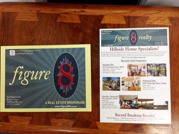 Figure8Realty's tweet photo. FLYERS ARE HERE! #Figure8 coming to a mailbox near you!!! #RealEstate #LA #HillsideSpecialists #RecordBreakingResults http://t.co/kGDaKfDWi5