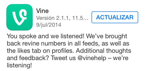 NotiManzana's tweet photo. #Vine se actualiza http://t.co/FR3filx0ms