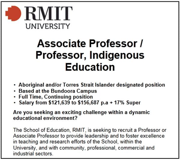 MATSITI's tweet photo. Vacancy for Indigenous Prof, School of Education, RMIT http://t.co/wexxnrrPRw #IALiTE #ourmobteach http://t.co/dM4JTRhZQK