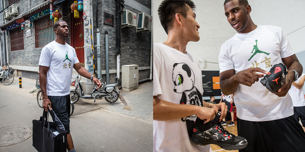 Jumpman23's tweet image. Special delivery. @CP3 hand-delivering Jordans in Beijing on the #FlightTour. #TakeFlight #TeamJordan