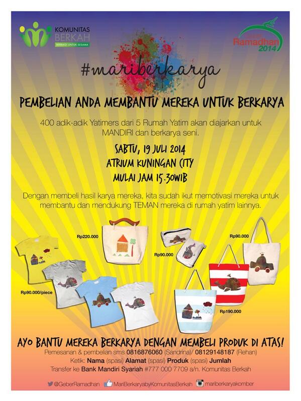 Pembelian Anda membantu adik2 yatim ini bisa terus BERKARYA &amp; membantu TEMAN yatim lainnya. #mariberkarya