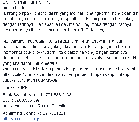 PalestineID's tweet photo. Saatnya Lakukan Aksi nyata untuk sdr kita disana , kumpul Dan Galang Dana, sebarkan #PrayForPalestina #PrayForGaza http://t.co/nCVxiZPDTg