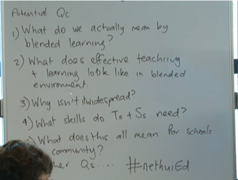 amymcroxford's tweet photo. Potential Q's for blended learning discussion #nethui #nethuied http://t.co/3WxK1PWN11