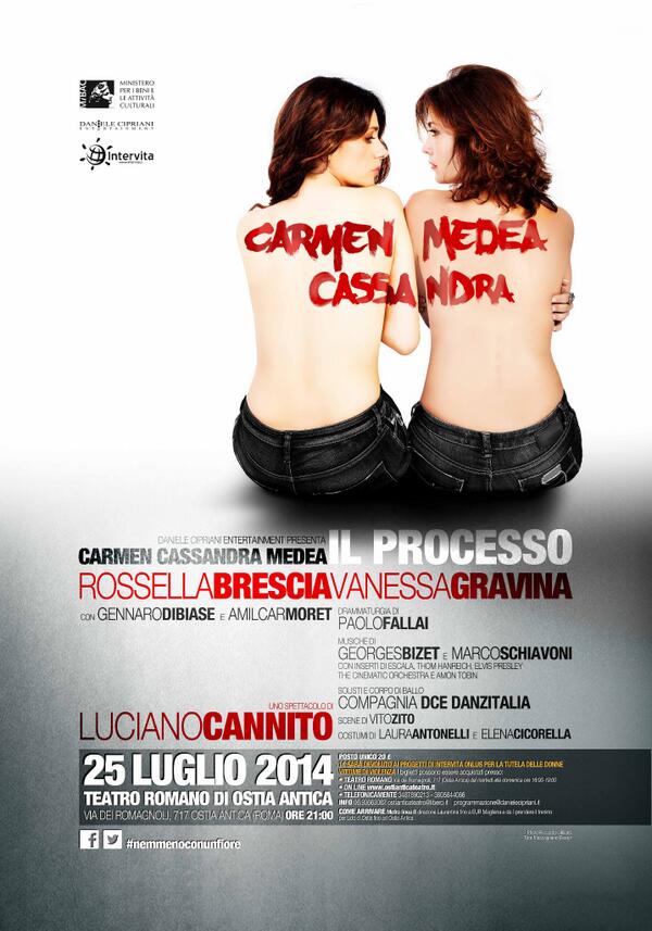 DanieleCipriani's tweet photo. @TopVisibility #nemmenoconunfiore CARMEN MEDEA CASSANDRA 25luglio Teatro Romano-Ostia Antica http://t.co/JEsTQv2qsp http://t.co/mSUmPVde1c