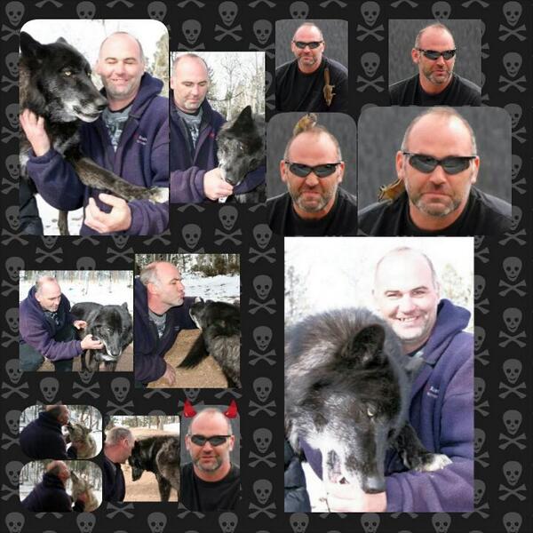 My husband Kirk with #Wolves  and a chipmunk