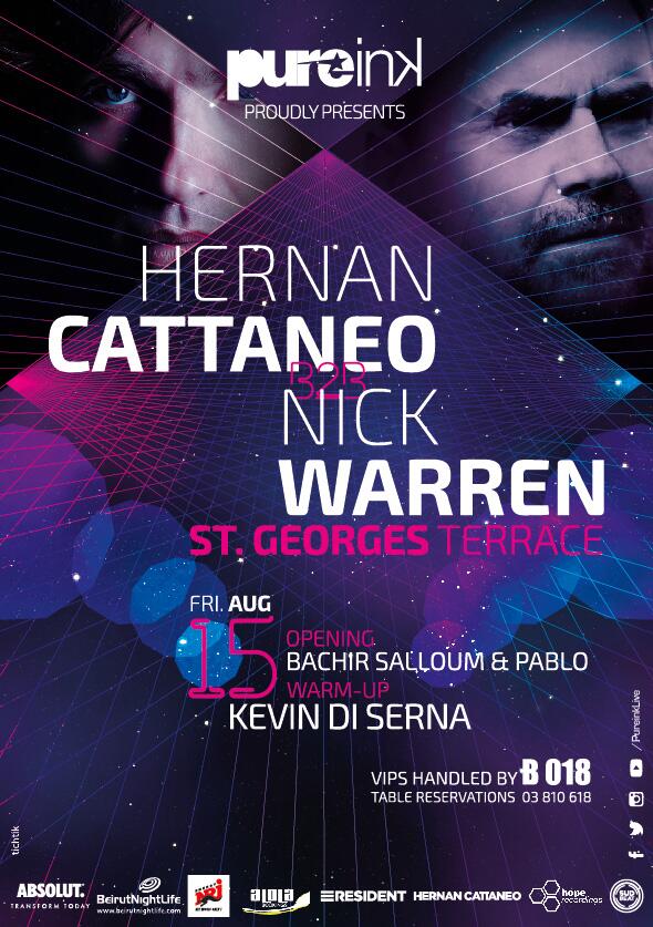 NRJLebanon's tweet photo. #HernanCattaneo and #NickWarren on the 15th of August at St George Terrace #Lebanon @PureInkLive #UndergroundDJs http://t.co/mK9Opc7cqd