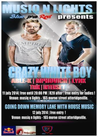 MusiqNLights's tweet photo. @MUSIQ N LIGHTS 11/07/2014(THIS FRIDAY)ENTRANCE FREE B4 20:00pm R20AFTER 8pm. #LADIES FREE ALL NIGHT!CRAZY WHITE BOY http://t.co/bTCXCd8m8Z