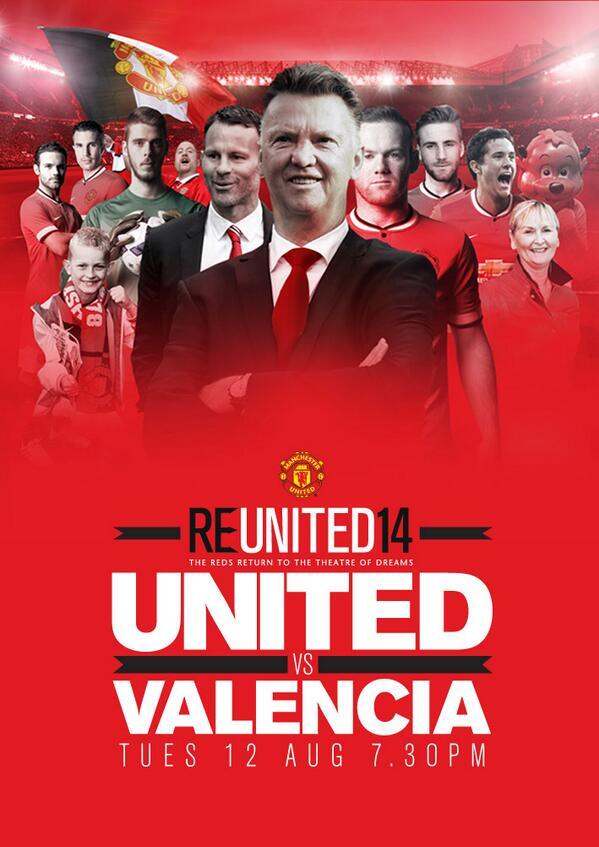ManUtd_Es's tweet photo. El Manchester United enfrentará al @valenciacf_EN en Old Trafford el martes 12 de agosto #mufc http://t.co/0uGrmtNokU
