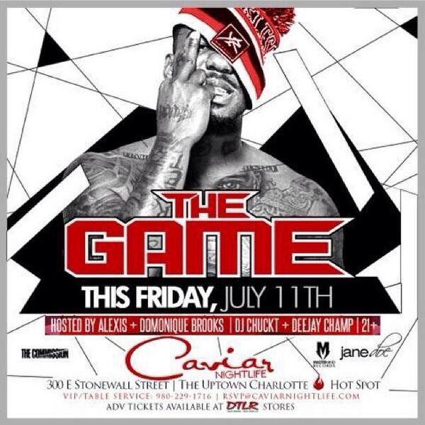 Tomorrow!!!! Jayceon <a href="/thegame/">The Game</a> will be here! Of course he'll be <a href="/caviarnightlife/">CAVIAR_NIGHTLIFE</a>!!! Hope you have your tickets ❤️