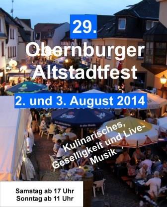 29. Altstadtfest - Open Air Festival mit Live Musik und aussergewöhnlichen Speisen im Obernburger "Wohnzimmer".