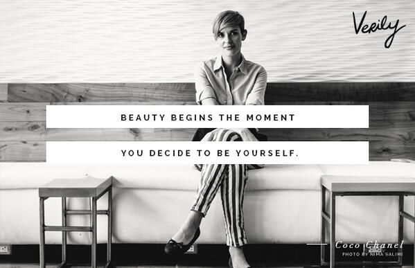 Coco Chanel quote: Beauty begins the moment you decide to be yourself.