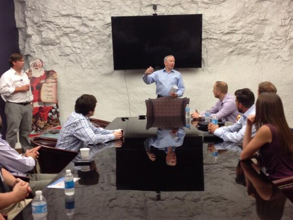 Mark Mathes, CEO of Vanguard Packaging, welcomes ELs for a tour of his facility